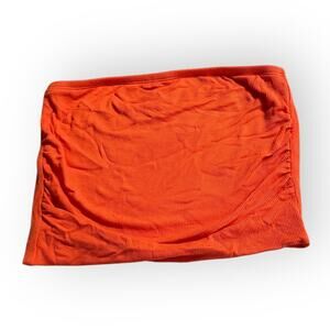 LNA Clothing Tube Top Women's Small Orange Ruched Side Rounded Hem Ribbed NWOT